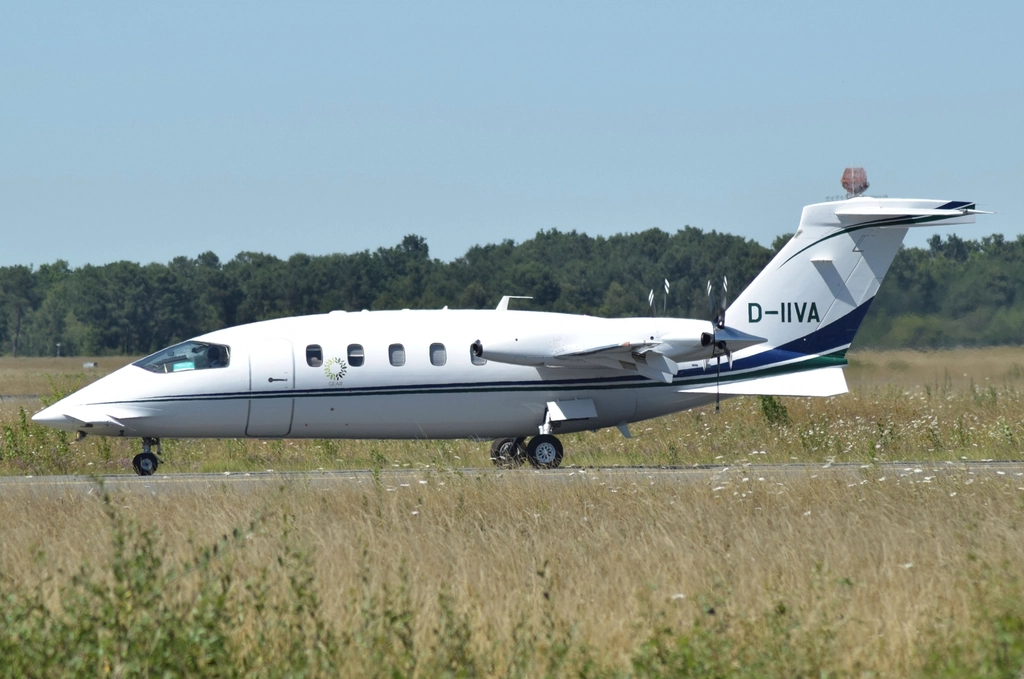 Sleek private jet on runway