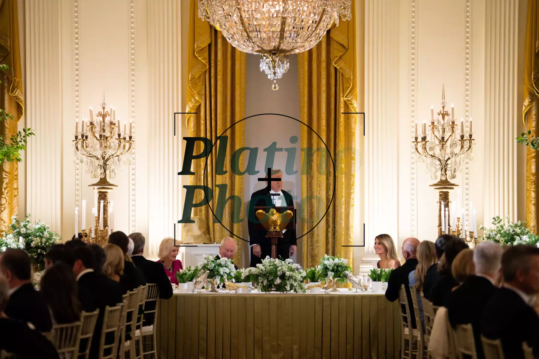 Presidente Dolasd J. Trump y la Primera Dama en la cena de estado al Rey Carlos III y la Reina camilla del Reino Unido